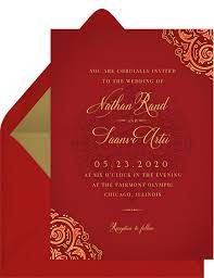 Download, print or send online with rsvp for free. Mehndi Invitations In Red Greenvelope Com