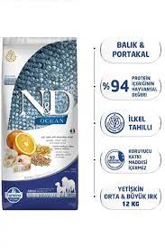 n d dusuk tahilli ocean morina balikli portakalli yetiskin kopek mamasi 12 kg trendyol kopek mor evcil hayvan urunleri