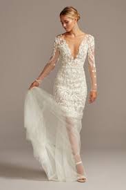 Embroidered Floral Illusion Bodysuit Wedding Dress David S Bridal Davids Bridal Wedding Dresses Wedding Dress Styles Chart Wedding Dress Styles