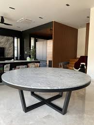 Excellent quality black/dark granite table, with polished chrome spider base. Round Up With Merry Martlewood