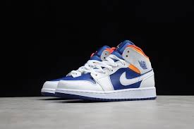 Girls Air Jordan 1 Mid Gs White Blue Laser Orange 554725 131 Buy Best Price Adidas Nike Sport Sneakers