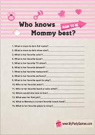 Baby shower trivia questions about mom and dad. Who Knows Mommy Best Free Printable Baby Shower Game