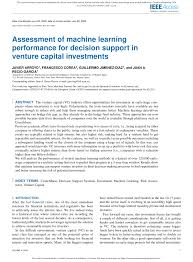 Pdf Assessment Of Machine Learning Performance For Decision Support In Venture Capital Investments
