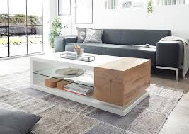 Modern high gloss living room coffee tea table rectangular with rgb led light. Elegant Hallam White Matt And Oak Coffee Table With Glass Shelf