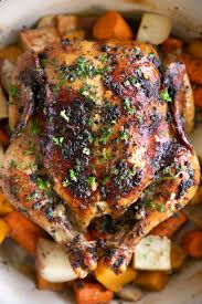 Garlic Herb Butter Roast Chicken How To Roast Chicken Recipe Roast Chicken Recipes Oven Recipes Healthy Dutch Oven Chicken