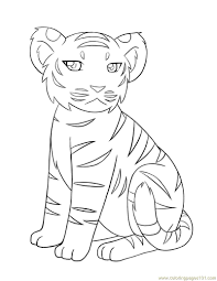 It has black stripes on the head, body, limbs, and tail. Baby Tiger Coloring Page For Kids Free Tiger Printable Coloring Pages Online For Kids Coloringpages101 Com Coloring Pages For Kids