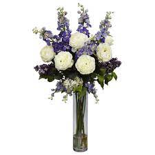 Nearly Natural 21 5 In H White Peony And Orchid Silk Flower Arrangement 1175 Wh The Home Depot Artificial Flower Arrangements Silk Floral Arrangements Silk Flower Arrangements