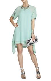 Bcbg Max Azria Light Aqua Sharon Layered Dress Chiffon Silk Georgette Small Bcbgmaxazria Asymmet Knee Length Cocktail Dress Dresses Green Short Sleeve Dress