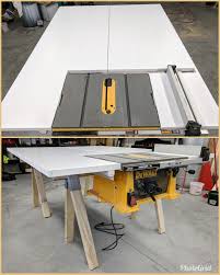 Table Saw Outfeed Table Made From 2 25 Hollow Core Doors Hinged Together And Angle Aluminum Hollow Core Doors Table Table Saw