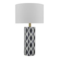 Table lamps from wall lights to garden lanterns, we have a wide collection of designer lighting to cover all functional needs and personal tastes online at amara. Ceramic Table Lamp Navy Blue White Waves Shade Lighting Company Uk