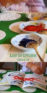 Liquid paints in red, orange, yellow, blue, or any colour at all is the only supply needed for this craft. Easy String Art Painting Experiment With Kids