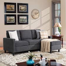 Using an l shaped sofa is indeed the perfect option for a small room. Amazon Com Walsunny Convertible Sectional Sofa Couch With Reversible Chaise L Shaped Couch With Modern Linen Fabric For Small Space Dark Grey Kitchen Dining