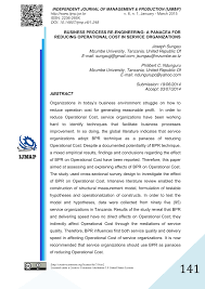 Pdf Business Process Re Engineering A Panacea For Reducing Operational Cost In Service Organizations