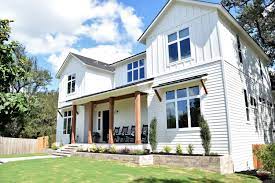 All White Modern Farmhouse Exterior With White Windows And Black Roof White Farmhouse Exterior Modern Farmhouse Exterior Farmhouse Exterior