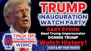 Trump Inauguration Watch Party with The Talk of Connecticut Now! Gary Byron  will be hosting the event! Monday January 20th 10am to 3pm. Party is at 144  Temple Street in New Haven.
