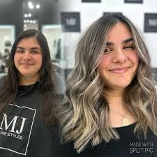 Before and after with this high impact balayage to breakup this dark and  add some light 🤍 🤩 DM to schedule • • • #blonde #longhair #mjluxextesions  #art #instahair #blondehair #salon #mjluxestyles #