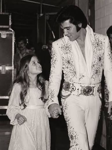 Elvis and Lisa Marie Presley backstage photo