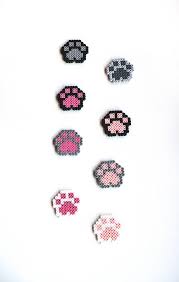 Dog Paw Cat Paw Magnet Donation For Animals Pixel Art 8 Bit Perler Beads Designs Perler Bead Disney Fuse Beads