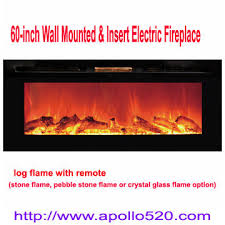 At 60″ wide this fireplace can fit into a wide variety of spaces, doesn't necessitate any venting and still has the ability to turn heads. 60 Inch Wall Mounted Insert Electric Fireplace With Remote Global Sources