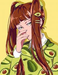 Stylish Avocado Girl A Cute Anime Wearing An Avocado Shirt A Great Design For Those Who Love Anime Manga And Pretty Anime Waifu Anime Illustration Animation