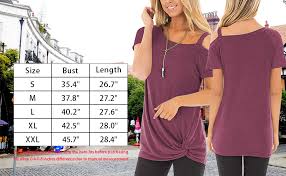 Fantastic Zone Womens Summer Casual Cold Shoulder Short Sleeve T Shirt Front Knot Twist Tunic Tops Blouses