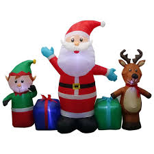 Christmas tree bursting through the top of your roof. Home Accents Airblown Inflatable Santa Scene Outdoor Decoration The Home Depot Canada