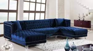 A blue velvet sofa is to modern design what the chesterfield is to traditional. Buy Meridian Moda Sectional Sofa In Navy Blue Velvet Online