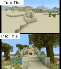 Minecraft oasis minecraft w minecraft images minecraft medieval amazing minecraft minecraft construction minecraft tutorial. I Remade This Little Desert Well Into A More Detailed Oasis Temple Minecraft Minecraft Oasis Minecraft Architecture Minecraft