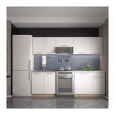 Une cuisine moderne lumineuse et aeree avec une petite touche de bois un evier epure en acier inoxydable pour le style un peu de musique sur une enceinte bluetooth pour. Ensemble De Meubles De Cuisine Blanc Style Contemporain Rustica