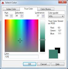 True Color Tab Select Color Dialog Box Autocad 2016