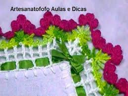 Caminho De Mesa De Tecido Com Barrado De Croche Pin Em Bicos