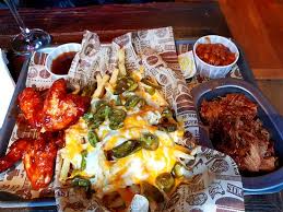 2 X Meat Tray With Hot Wings And Pulled Pork Oh And The Added Bonus Of Cheese And Jalapeno Fries Nom Nom Picture Of Liquor Loaded King S Lynn Tripadvisor