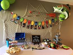 Fishing Birthday Party Food Table 1st Boy Birthday Fishing Birthday Party Boys Kids Fishing Birthday Party