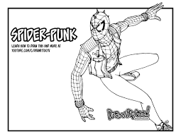 Here is where you'll find easy step by step drawing tutorials for kids and lots of coloring pages online. To Draw Spider Punk Man Ps4 Drawing Tutorial Coloring 9th Grade Math Quiz Toru Kumon Spider