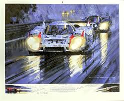 Limited edition giclées & prints, original paintings and pencil studies. The Longest Night Le Mans 1970 With 9 Signatures Freck S Auto Art
