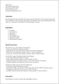 Goregaon (mumbai…we have an urgent opening for the position of fundamental research analyst. Equity Research Analyst Resume Templates Myperfectresume