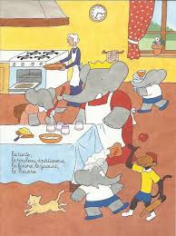 Babar The Elephant Kitchen Cooking Cookery Baking Monkey Etsy Elephant Art Wall Kids Book Plates