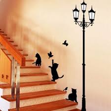 Ancient Lamp And Cats Wall Stickers Amazon India Wall Stickers Cats Wall Painting Diy Mural