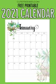 Blank printable calendar 2021 or other years. 2021 Calendar Free Printable Plants Theme Cute Freebies For You