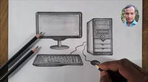A globe on a stand is great practice for practicing proportions and symmetry. How To Draw Desktop Computer Step By Step With Pencil Shading Youtube