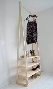 Handmade Natural Wood Clothes Rack Clothes Rail With 3 Shelves Clothing Rack Wood Clothes Furniture