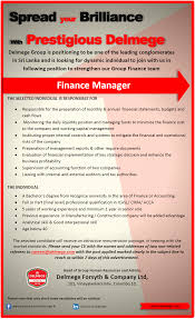 The roles & responsibilities of the financial manager. Job Title Finance Manager Dead Careers At Delmege Facebook