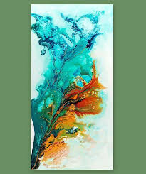 Large Abstract Art Print Blue Turquoise Teal Orange Canvas Etsy Colorful Art Abstract Modern Art Abstract