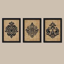 French Country Flourish Black Tan Beige Cream Chevron By Trmdesign 25 00 Damask Wall Art Bedroom Wall Art Canvas Bathroom Artwork