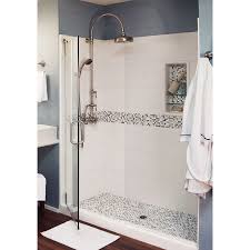 Shop American Bath Factory Laguna Molded Stone Shower Wall Surround Side And Back Panels Common Bathroom Renovations Bathroom Design Small Stone Shower Walls
