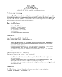 Math Teacher Resume Template Resume Templates