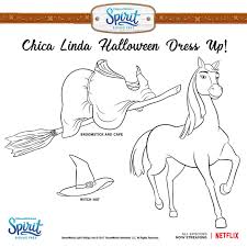 She Ll Put A Spell On You Print And Color Chica Linda S Costume Then Show Us Your Spooky Creations In The Comments Free Birthday Stuff Dreamworks Horse Games