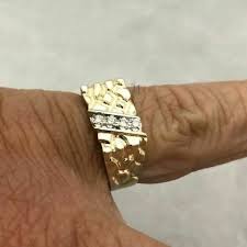 Vintage 10k yellow gold nugget blue sapphire & diamond mens ring 3.8g i2621. Parity Mens Gold Nugget Pinky Ring Up To 71 Off