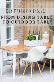 old wood dining table outside