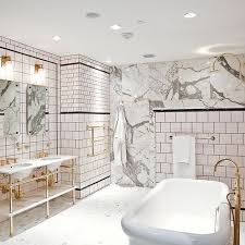 Black And Gold Bathroom Floor Tiles Black And White Bathroom With Gold Accents Stylish Bathroom Waterworks Bathroom White Bathroom